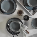 Set de masă, 16 piese, gri/porțelan