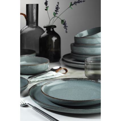 Set de masă 16 piese gri/porțelan