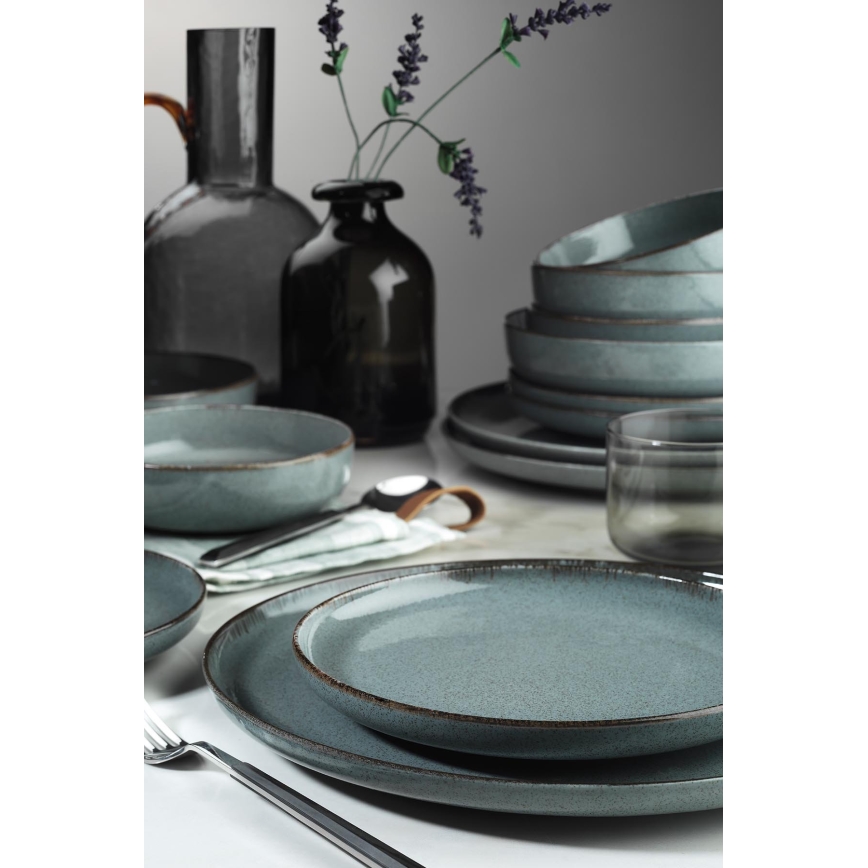 Set de masă 16 piese gri/porțelan