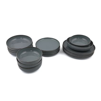 Set de masă 16 piese gri/porțelan