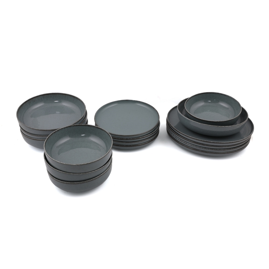 Set de masă 16 piese gri/porțelan