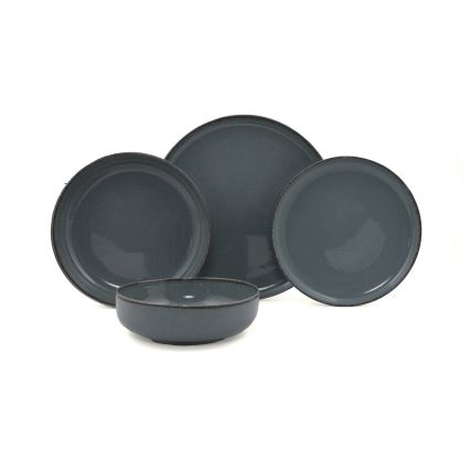 Set de masă 16 piese gri/porțelan