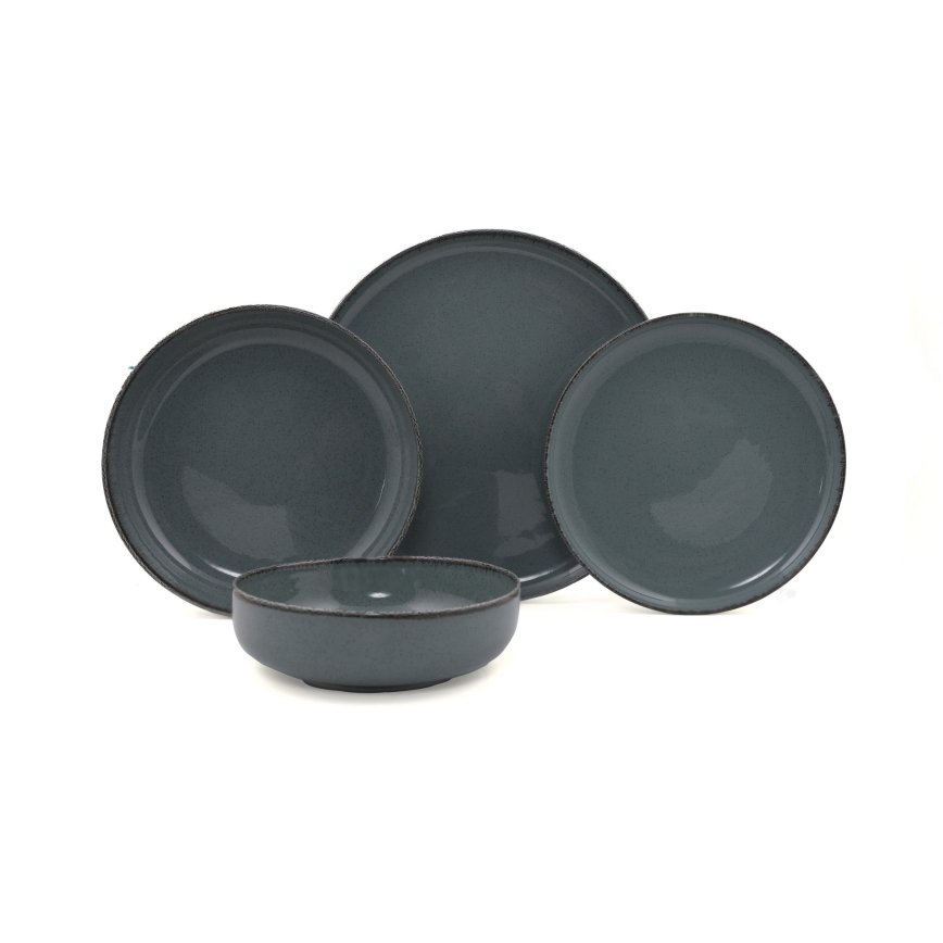 Set de masă 16 piese gri/porțelan