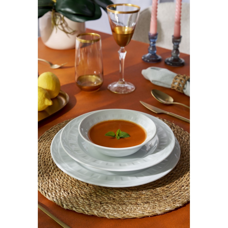 Set de masă 18 piese alb/porțelan