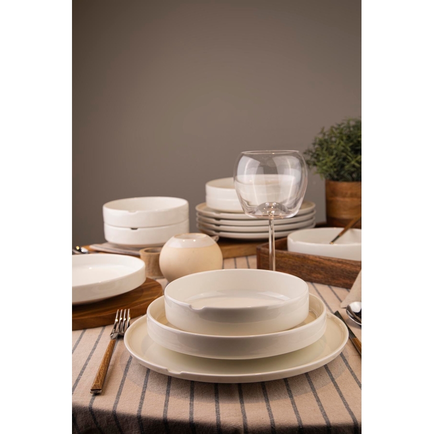 Set de masă, 18 piese, alb/porțelan