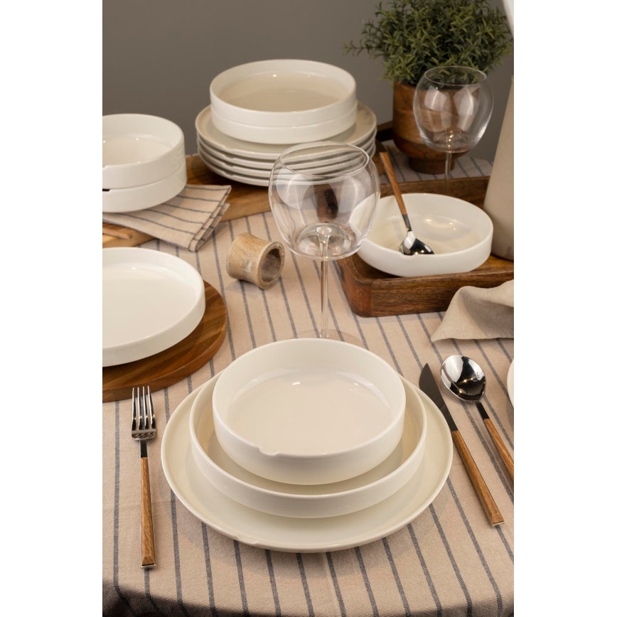 Set de masă, 18 piese, alb/porțelan