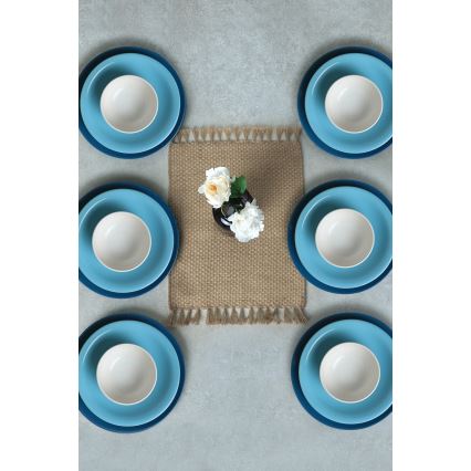 Set de masă, 18 piese, ceramică, albastru/alb