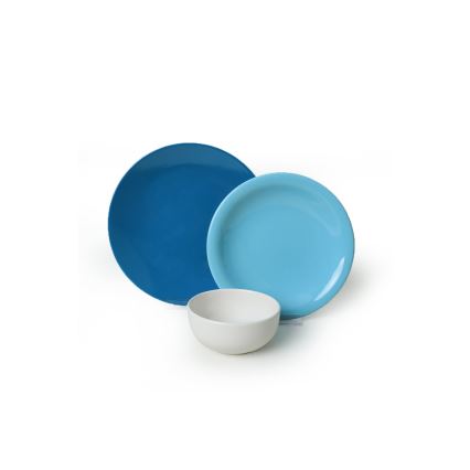 Set de masă, 18 piese, ceramică, albastru/alb