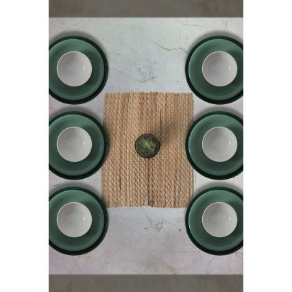 Set de masă 18 piese, ceramică, verde/alb