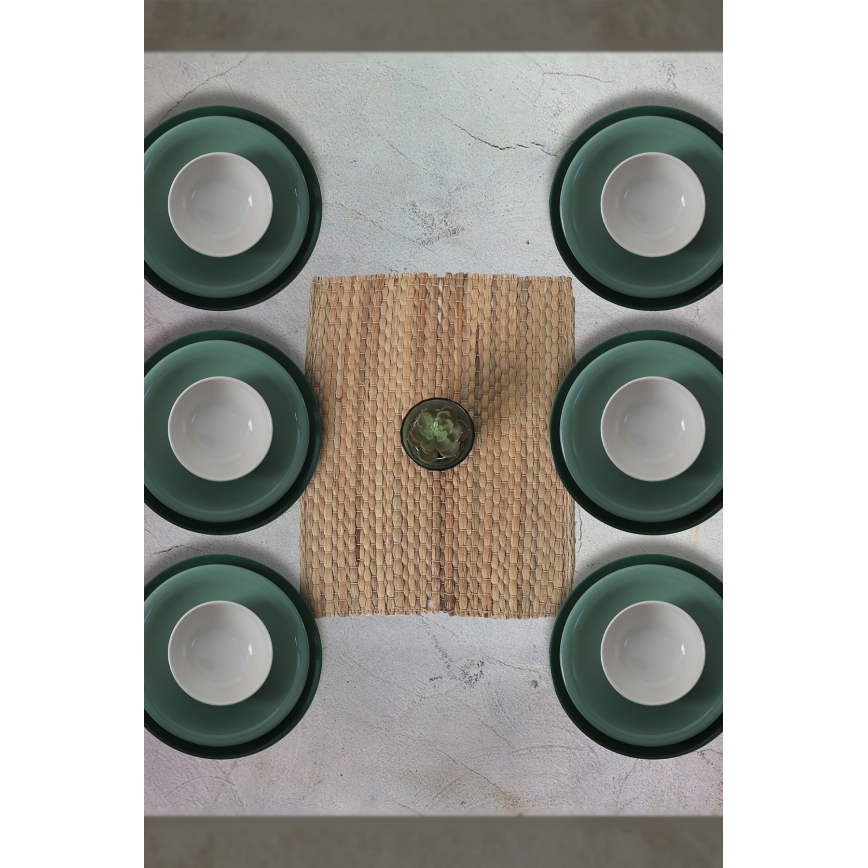 Set de masă 18 piese, ceramică, verde/alb