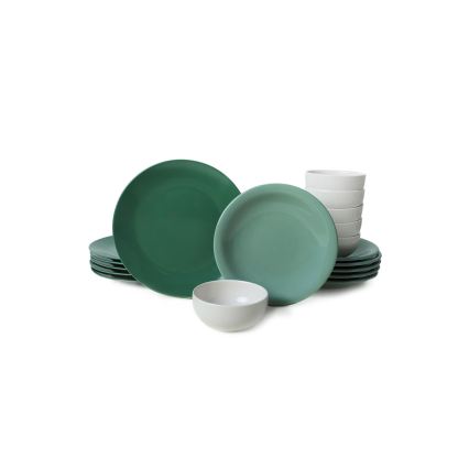 Set de masă 18 piese, ceramică, verde/alb