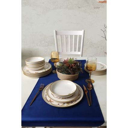 Set de masă, 18 piese, crem/auriu, din ceramică