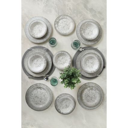 Set de masă, 18 piese, gri/ceramică