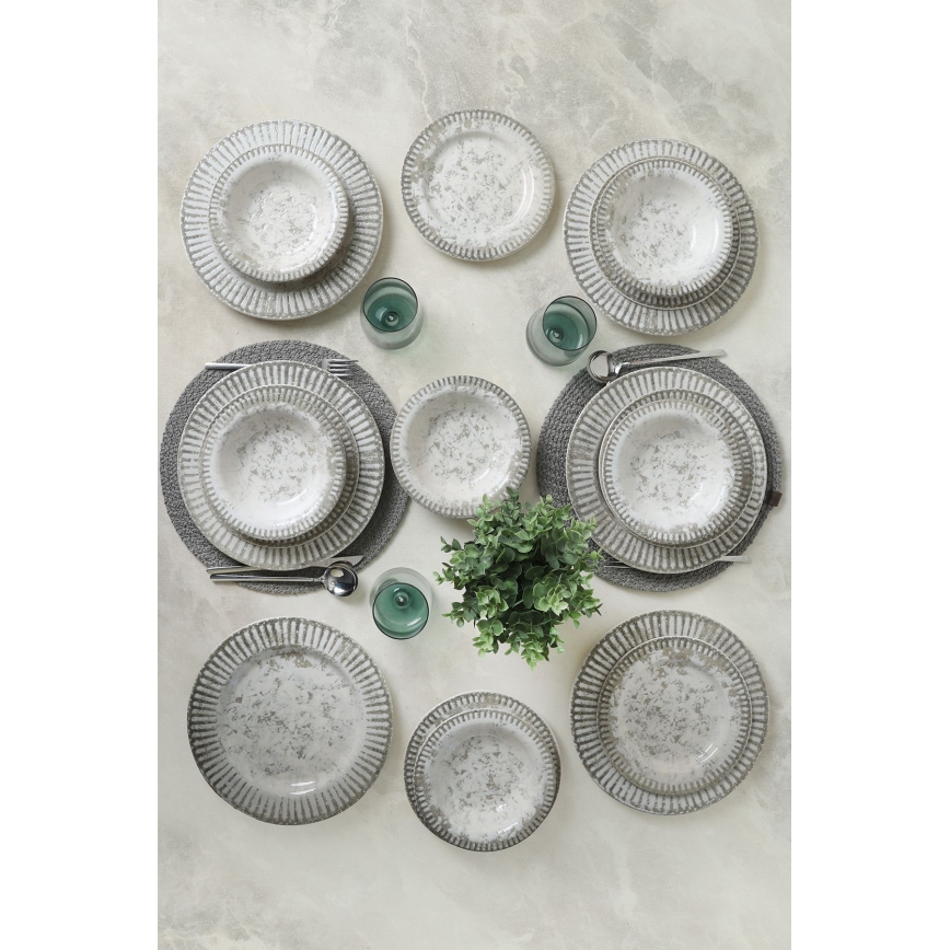 Set de masă, 18 piese, gri/ceramică
