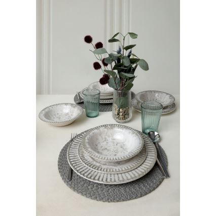Set de masă, 18 piese, gri/ceramică
