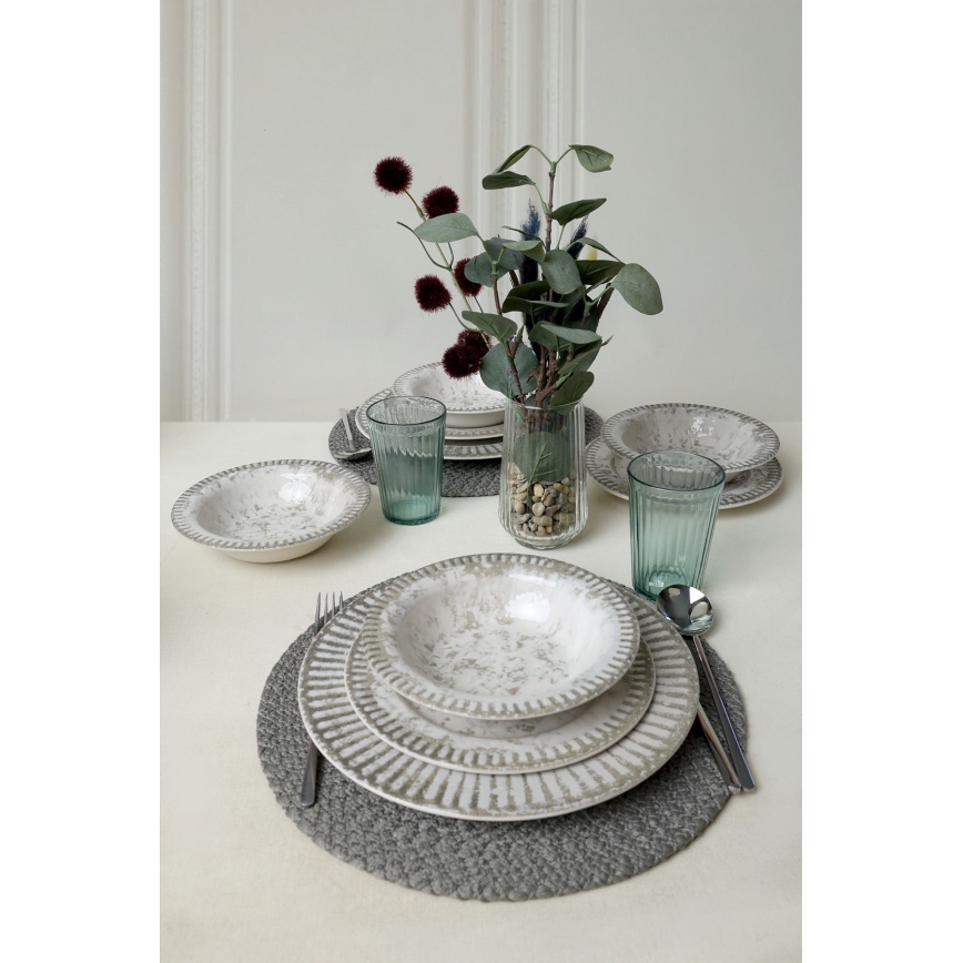 Set de masă, 18 piese, gri/ceramică