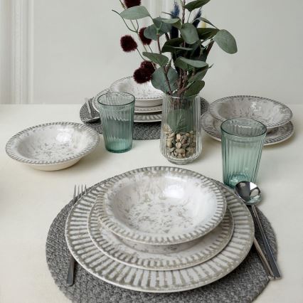 Set de masă, 18 piese, gri/ceramică