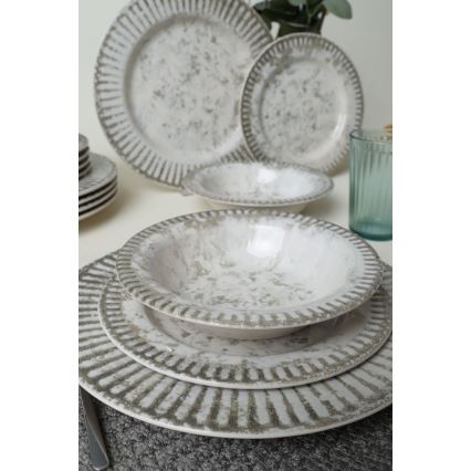 Set de masă, 18 piese, gri/ceramică