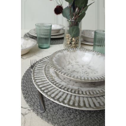 Set de masă, 18 piese, gri/ceramică