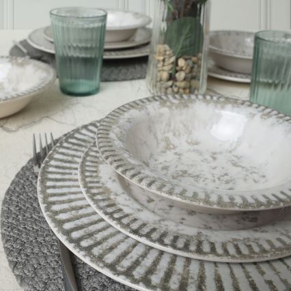 Set de masă, 18 piese, gri/ceramică