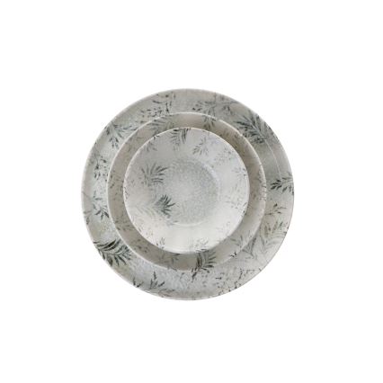 Set de masă, 18 piese, gri, din porțelan