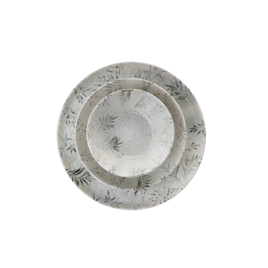 Set de masă, 18 piese, gri, din porțelan