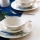 Set de masă, 18 piese, porțelan, alb/albastru/verde