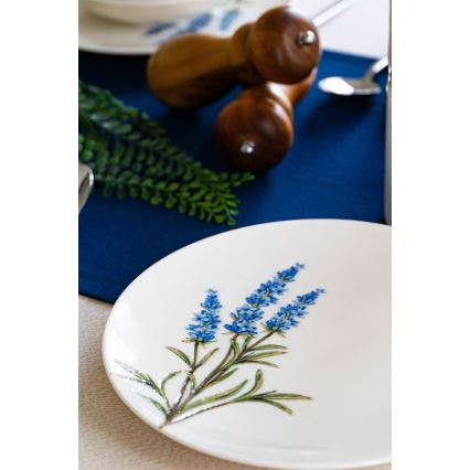 Set de masă, 18 piese, porțelan, alb/albastru/verde