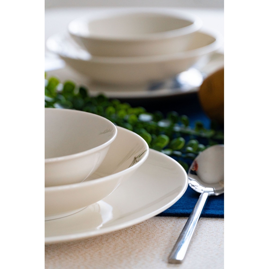 Set de masă, 18 piese, porțelan, alb/albastru/verde