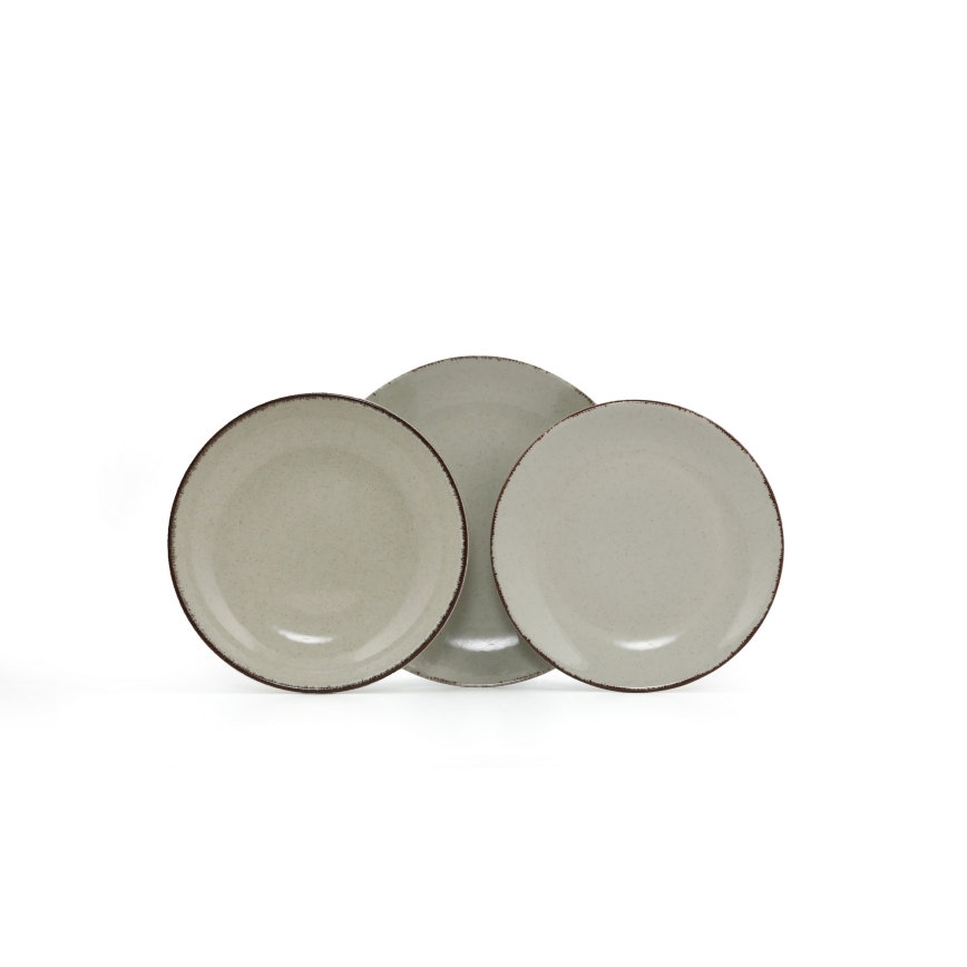 Set de masă, 18 piese, verde/porțelan