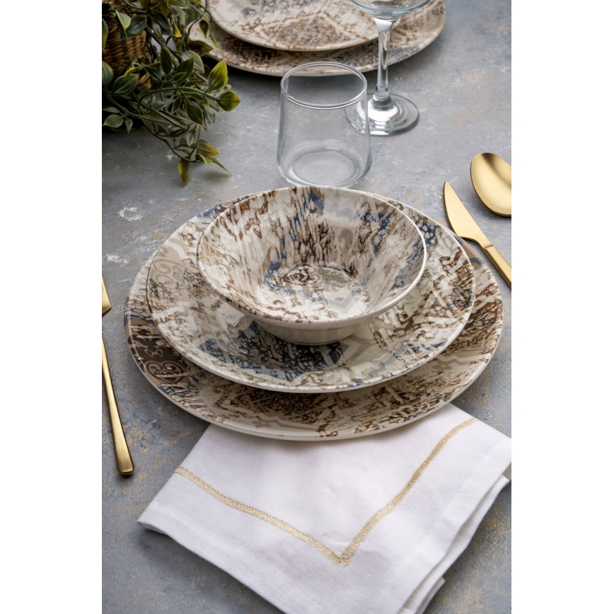 Set de masă 24 buc. maro/ceramică
