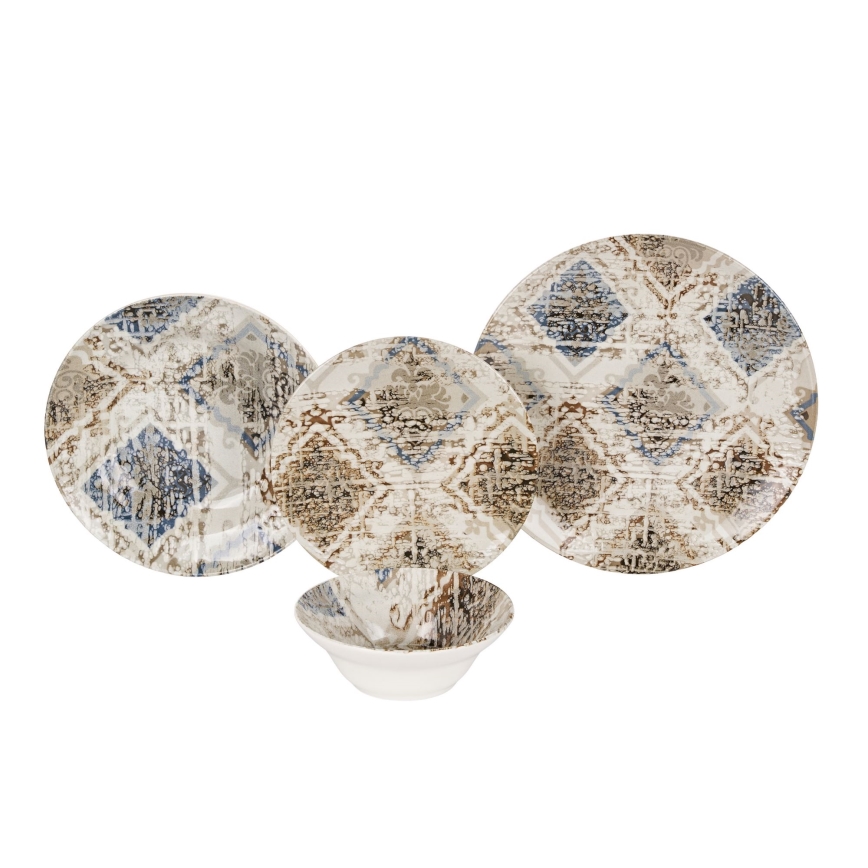 Set de masă 24 buc. maro/ceramică