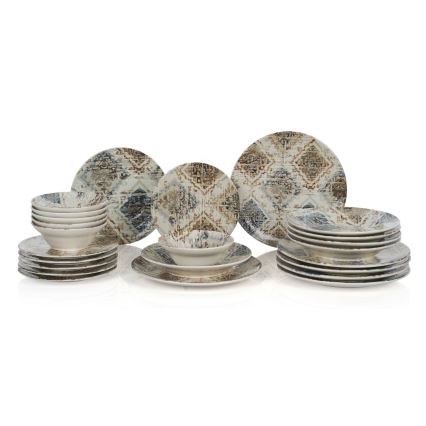 Set de masă 24 buc. maro/ceramică