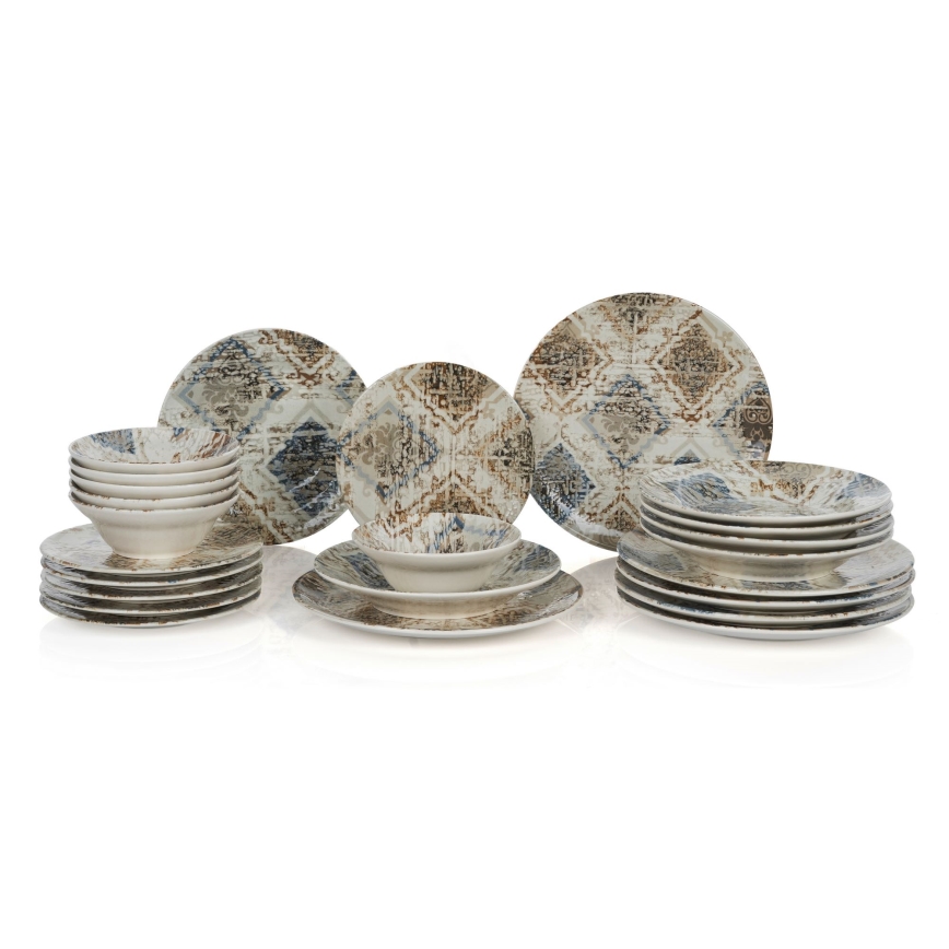 Set de masă 24 buc. maro/ceramică