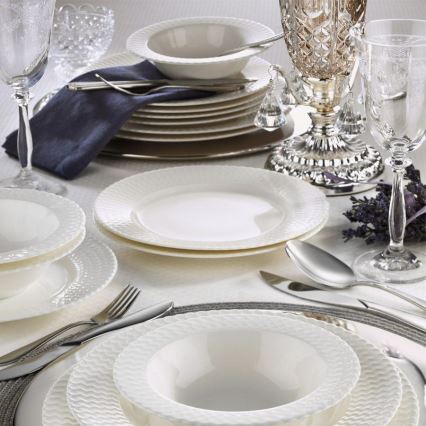 Set de masă, 24 de piese, alb, porțelan