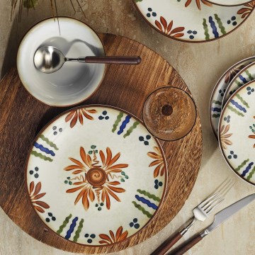 Set de masă, 24 de piese, multicolor, din porțelan