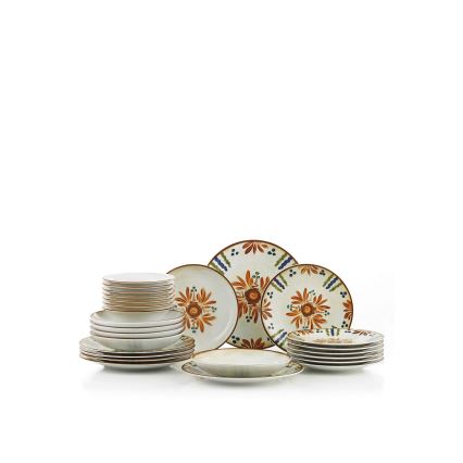 Set de masă, 24 de piese, multicolor, din porțelan