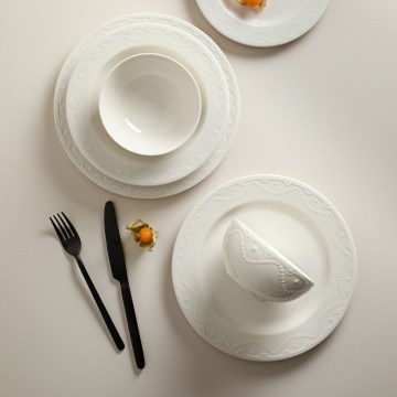 Set de masă 24 piese alb/porțelan