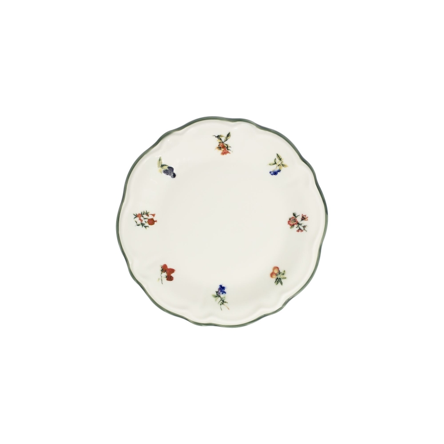 Set de masă 24 piese alb/verde, din porțelan