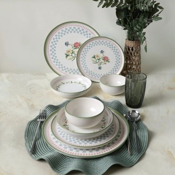 Set de masă 24 piese, ceramică multicoloră