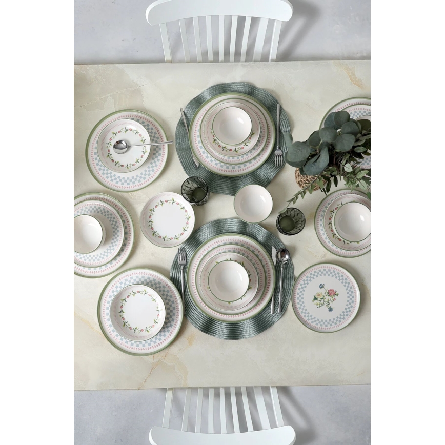Set de masă 24 piese, ceramică multicoloră