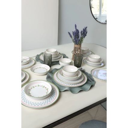 Set de masă 24 piese, ceramică multicoloră