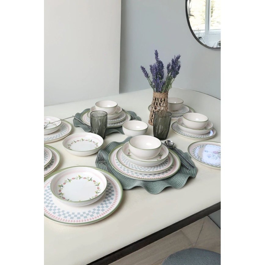 Set de masă 24 piese, ceramică multicoloră