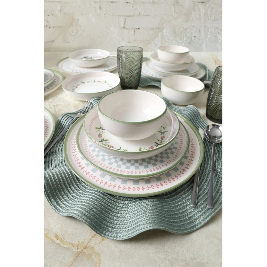 Set de masă 24 piese, ceramică multicoloră