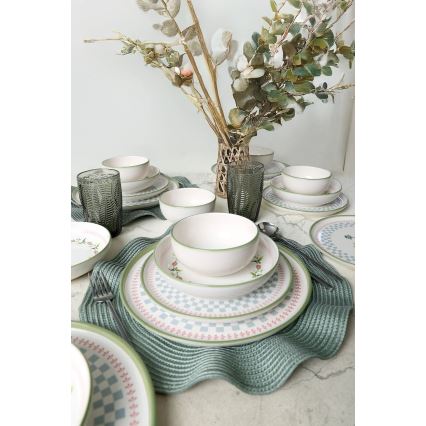 Set de masă 24 piese, ceramică multicoloră
