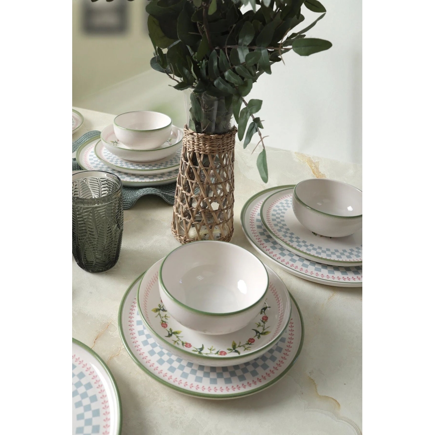 Set de masă 24 piese, ceramică multicoloră
