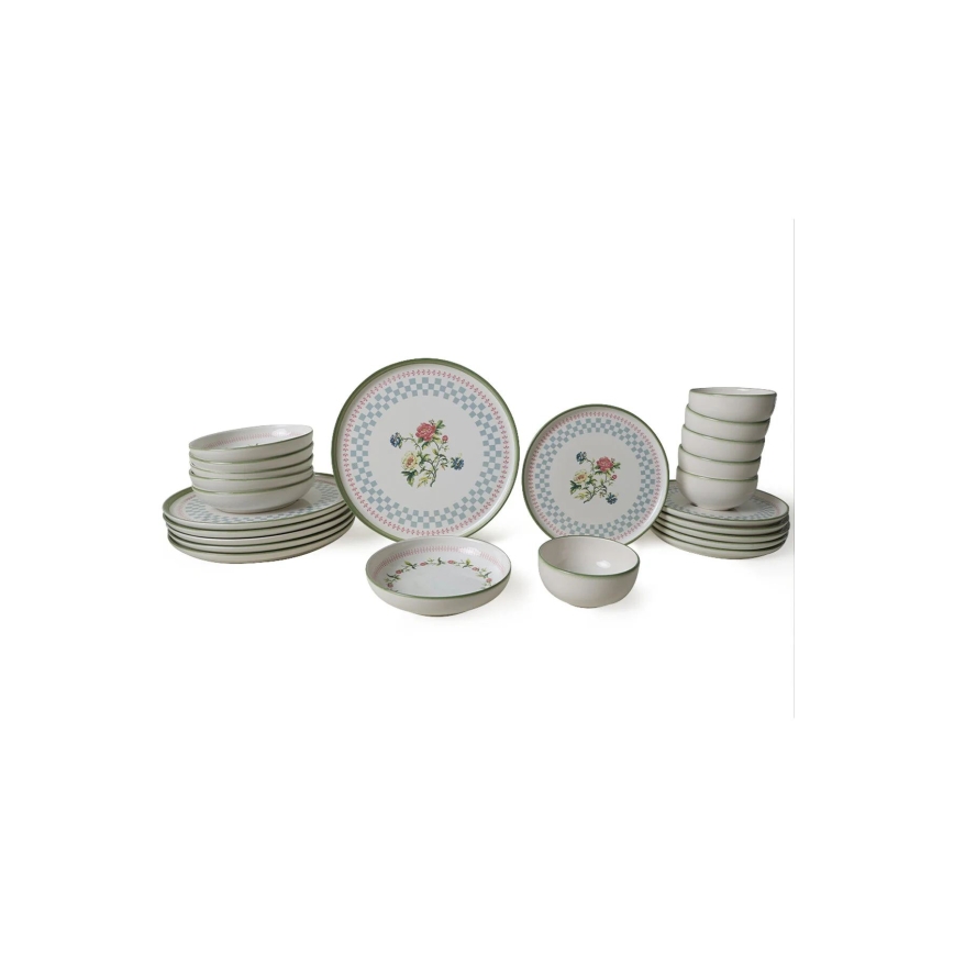 Set de masă 24 piese, ceramică multicoloră
