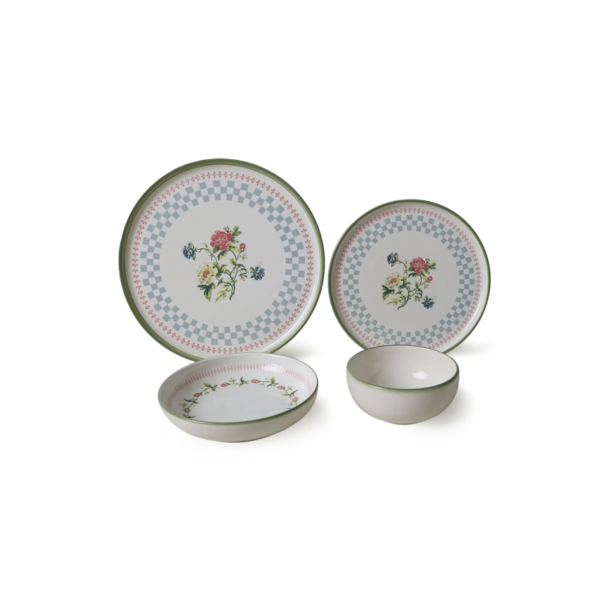 Set de masă 24 piese, ceramică multicoloră