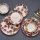 Set de masă 24 piese, ceramică, roșu/alb/verde