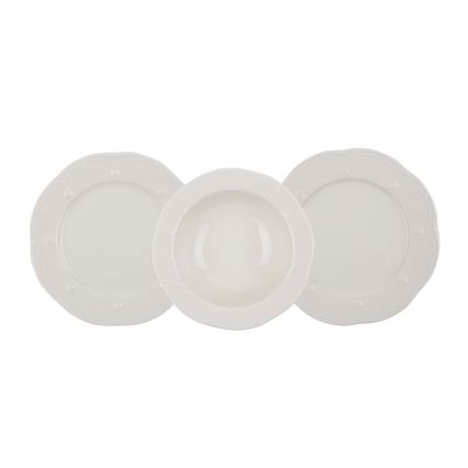 Set de masă, 24 piese, crem, din porțelan